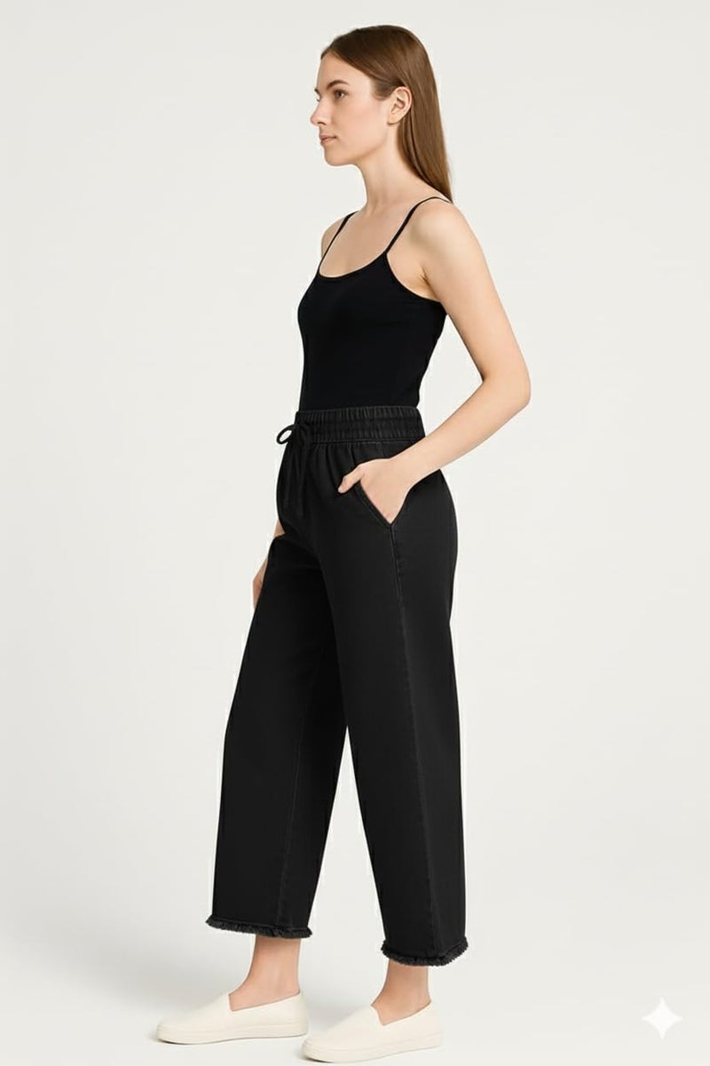 VIG TRENDS Denim Palazzo for Women | Stylish Wide Leg Bottom Wear with Two Pockets | Jumbo Size - Image 3